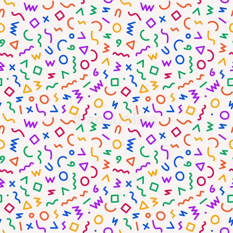 Memphis style seamless pattern stock illustration