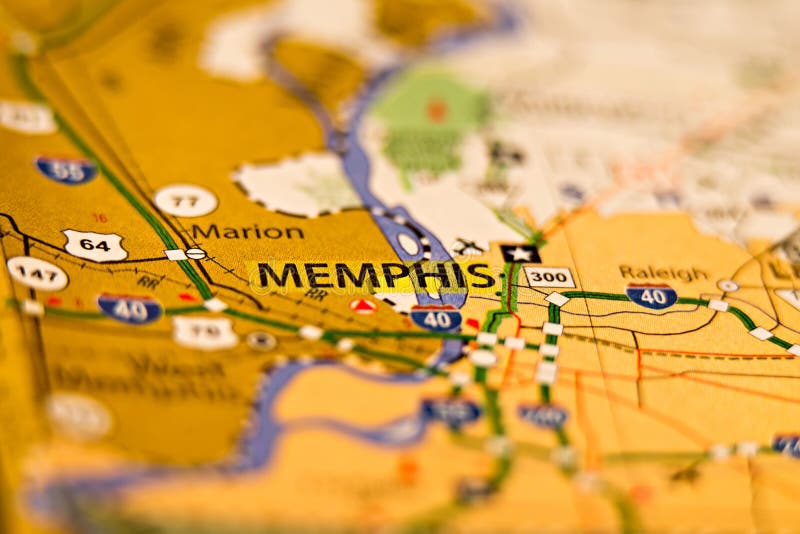 Memphis City on a Road Map stock image. Image of travel - 41311437