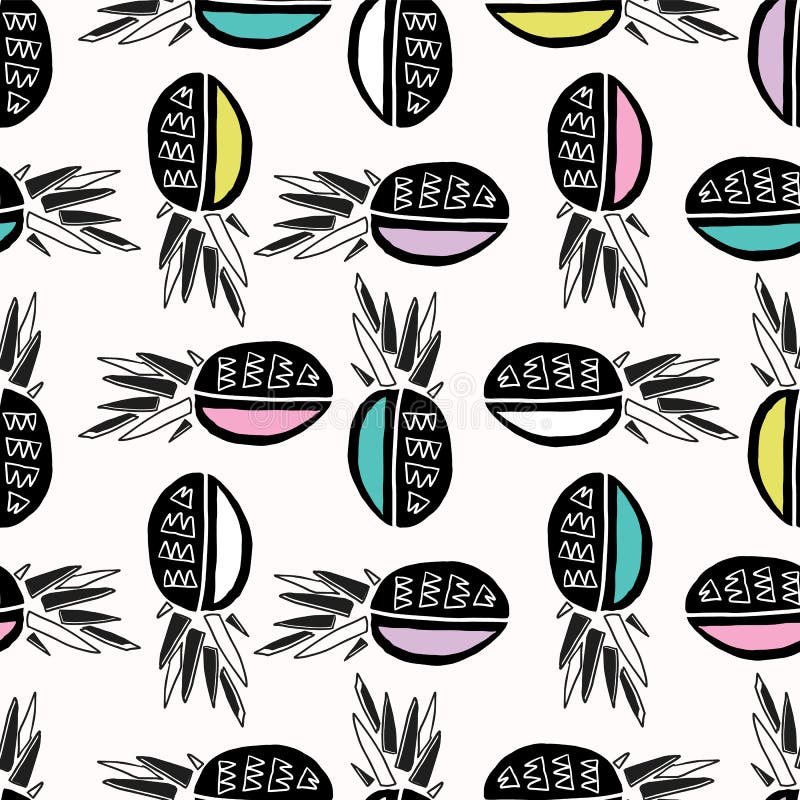 Memphis Tropical Pineapple Fruit Pattern, illustrazione senza cuciture del fondo di vettore royalty illustrazione gratis Memphis Tropical Pineapple Fruit Pattern, illustrazione senza cuciture del fondo di vettore royalty illustrazione gratis