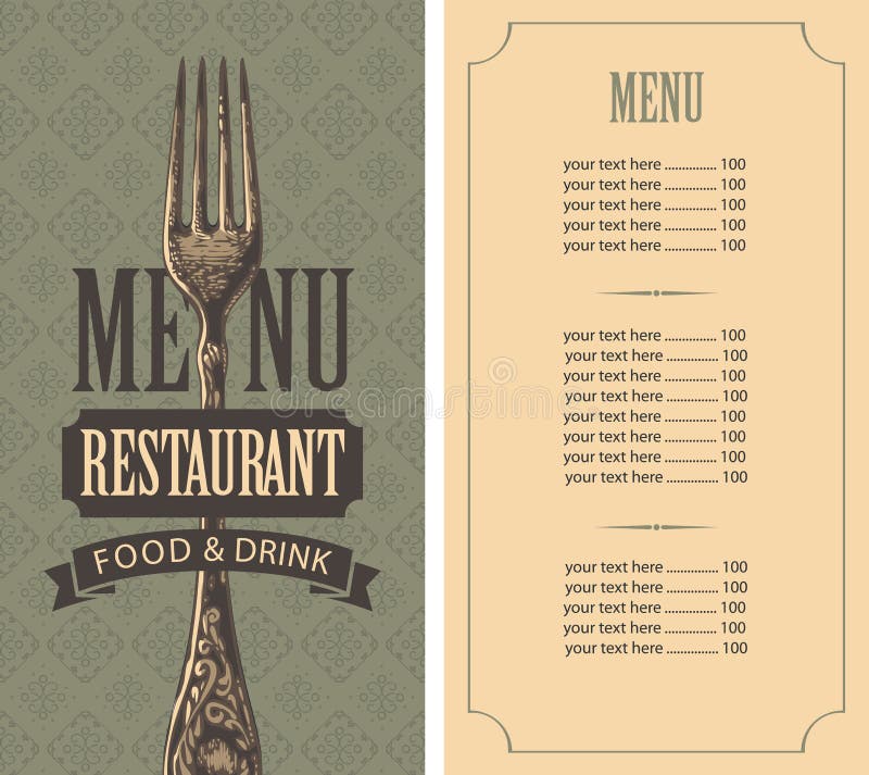 Menu De Restaurante De Epoca Con Carta De Precios Y Tenedor Ilustracion Del Vector Ilustracion De Menu Epoca 168282762