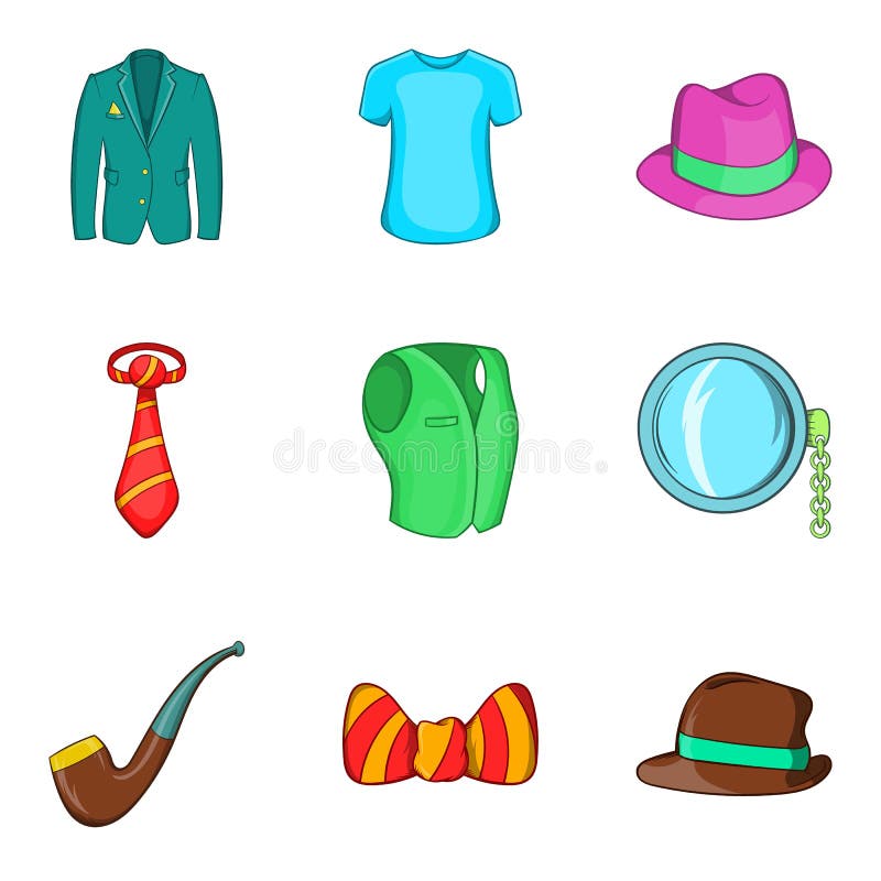 Men's Accessories Icons Set Stock Vector - Illustration of buckle ...