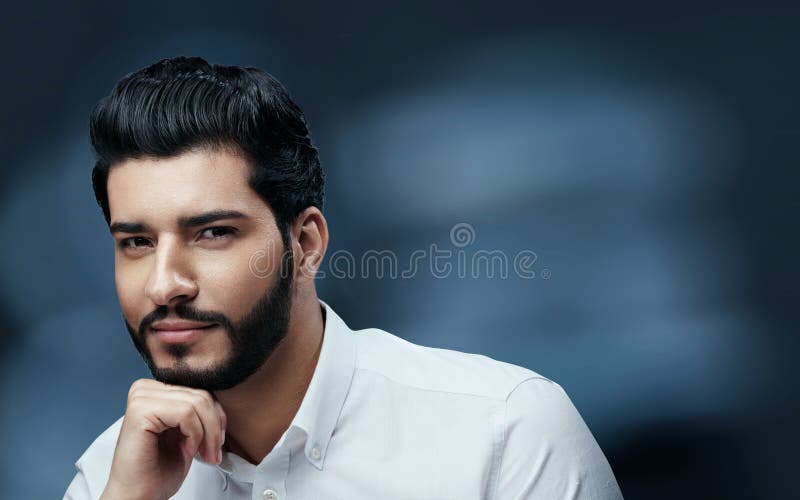 Men Beauty and Fashion. Handsome Man with Black Hair and Beard Stock Image  - Image of look, attractive: 125031207