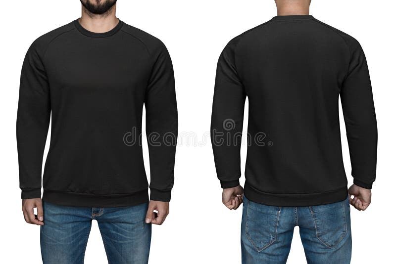 Download Male Black T-shirt Mockup, Front And Back View, Blank ...