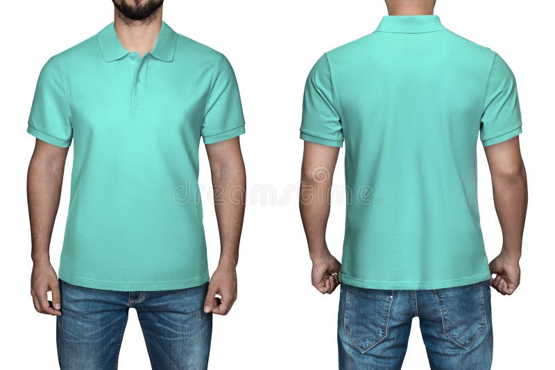 Blank Turquoise Polo Shirt, Front And Back View, Isolated White ...