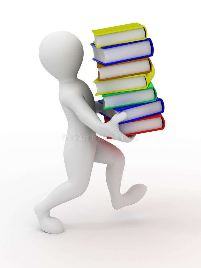 Men with books. 3d vector illustration