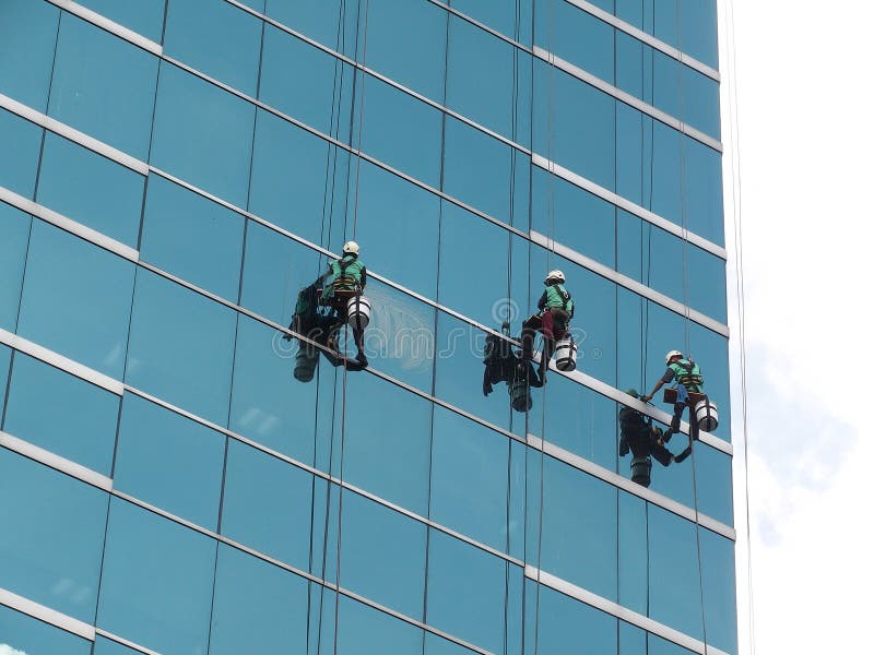 Men Cleaning Glass Building Stock Image Image of access, cleaning 91081939