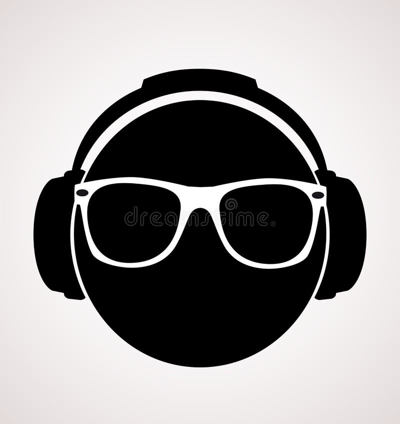 Men Dj in Headphone. Vector Print Illustration Stock Vector