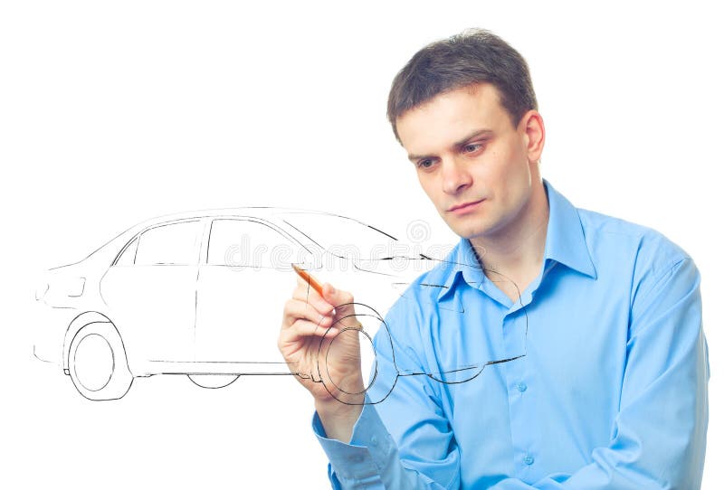 Men drawing a car