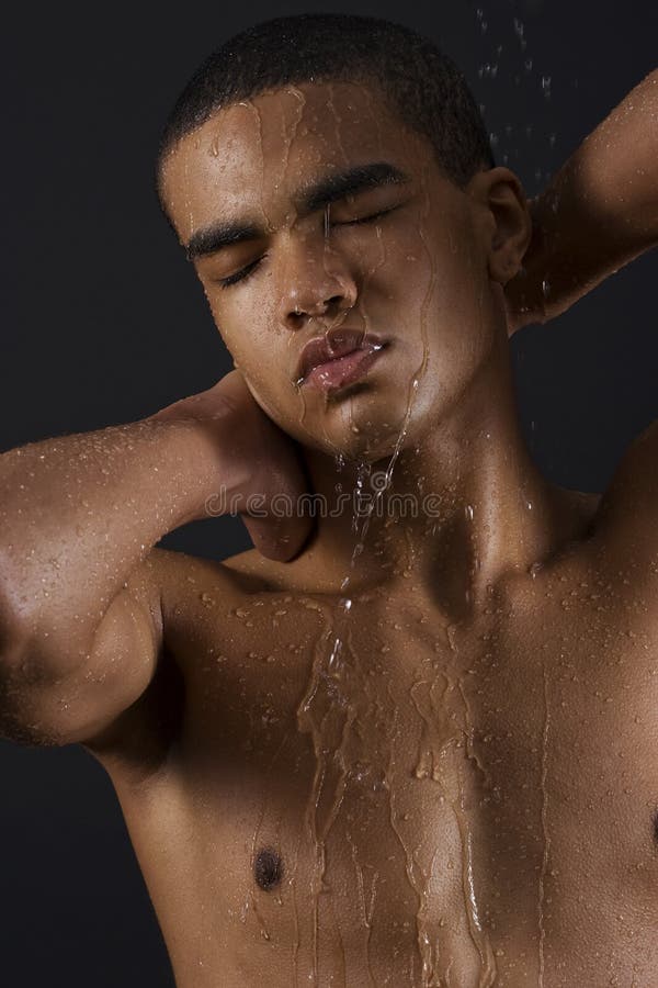 Men enjoying the shower