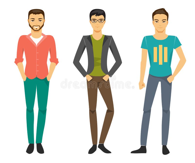Men in Fashionable Clothes. Vector Illustration Stock Vector ...