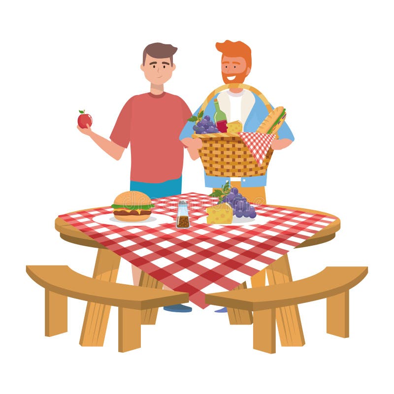 Men friends having picnic design