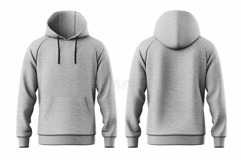 Isolated on White, Men S Grey Blank Hoodie Template, Front and Back ...