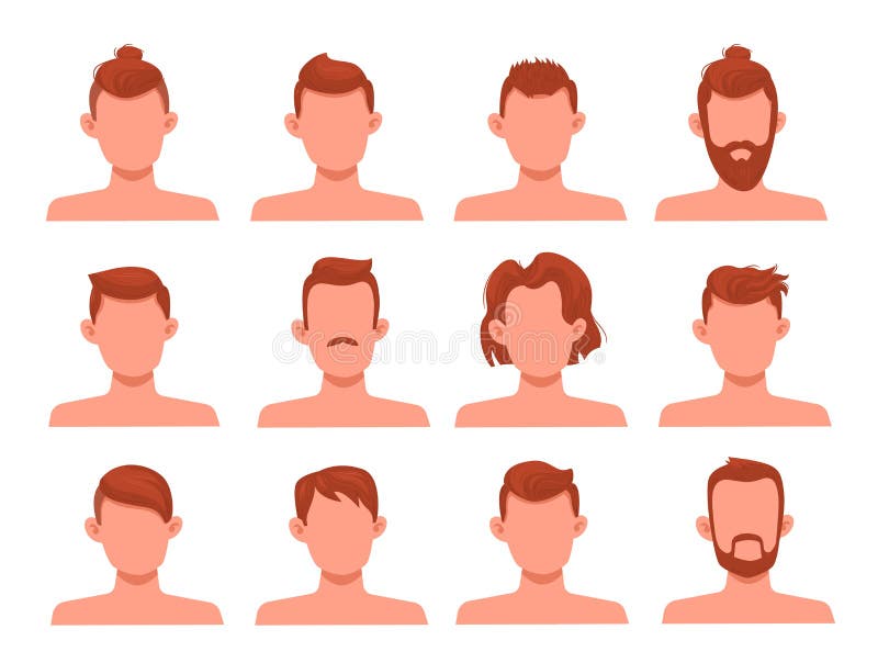 Men Hairstyles. Different Modern Male Haircuts, Hipster and Classic Trendy  Style, Short and Long, Brown Mustaches and Stock Vector - Illustration of  portrait, haircut: 246904709