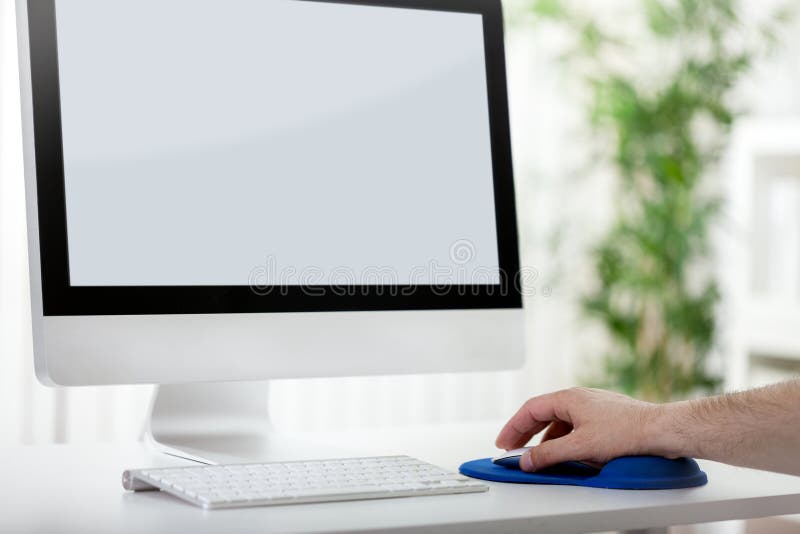 Men hand using computer mouse stock images