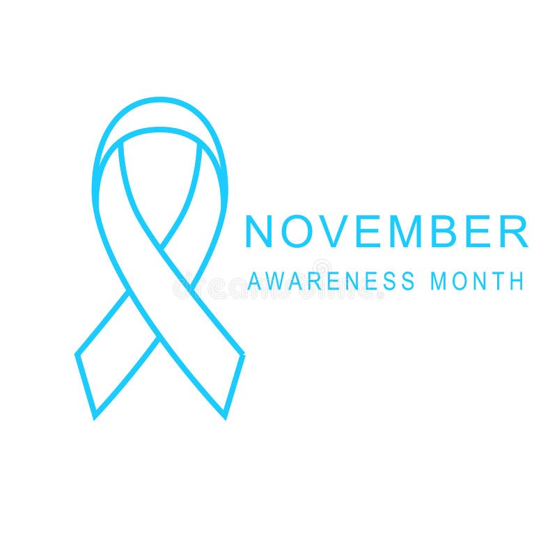 Men health prostate cancer November awareness month poster. Vector symbol of blue ribbon