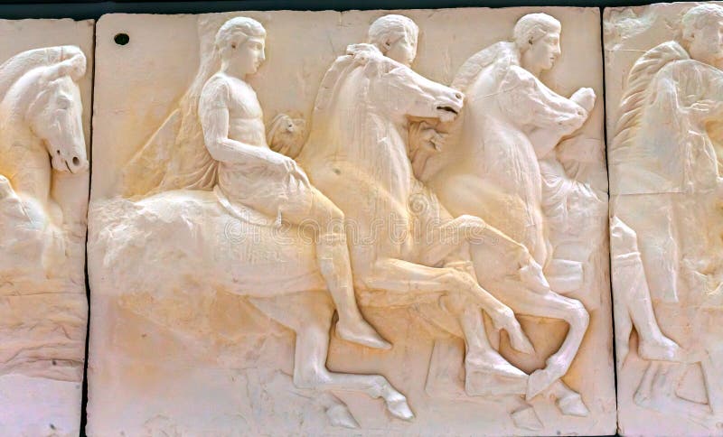 Men Horses Panel Parthenon Acropolis Museum Athens Greece