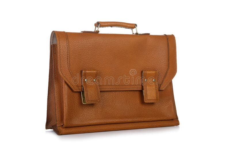 Men Leather Accessory Bag Isolated on White Background Stock Image Image of brown, casual