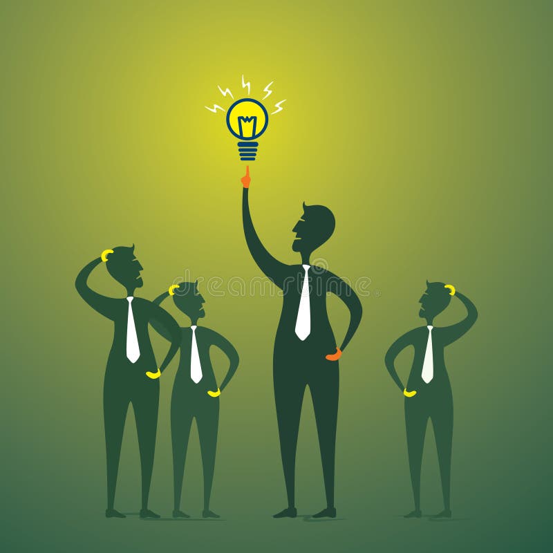Men with new idea or bulb other will be thinking royalty free illustration