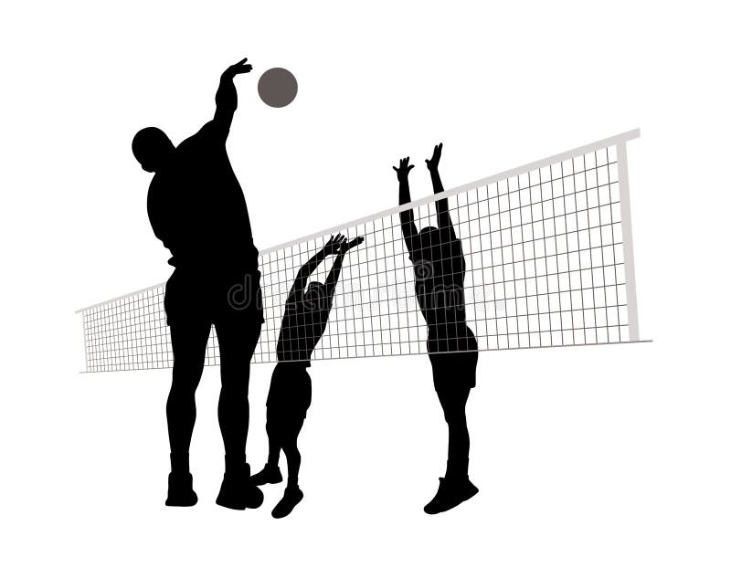 Volleyball Spike And Block Men Stock Vector - Illustration of athletes ...