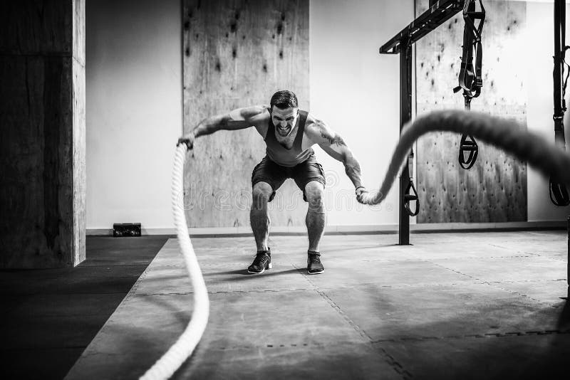 Men with Rope in Functional Training Fitness Stock Image Image of pair, muscle 98996987