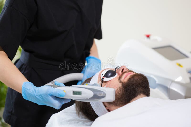 Men`s Antiaging Laser Therapy Stock Photo Image of face, clinic