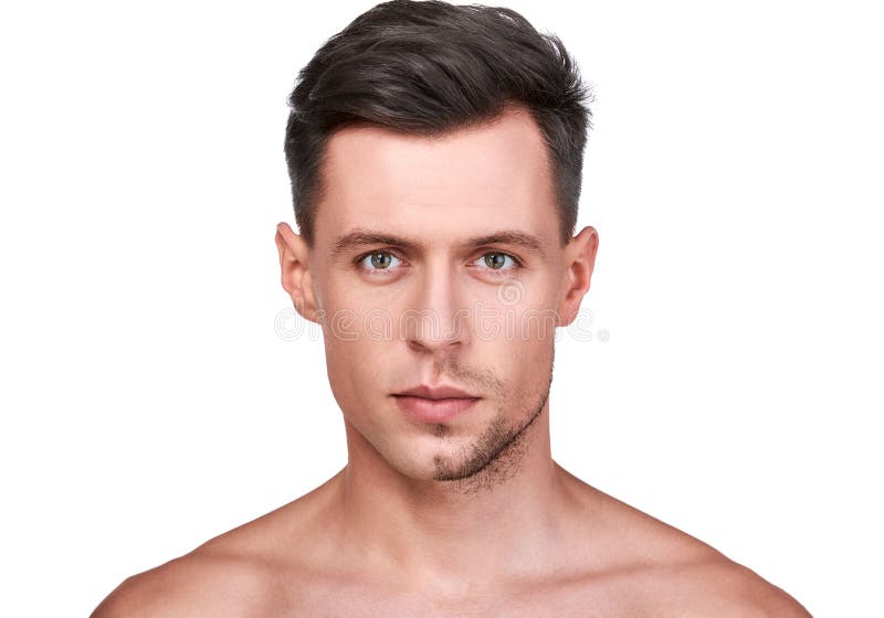 Men`s beauty. Handsome man shaving