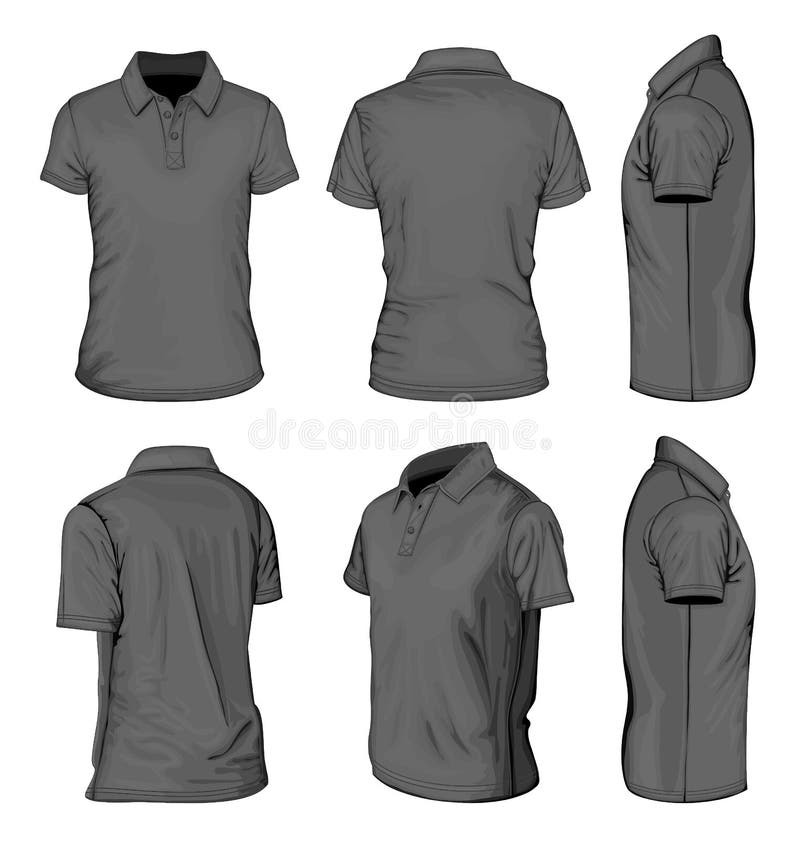 Men S Black Short Sleeve Polo-shirt Stock Vector - Illustration of male ...