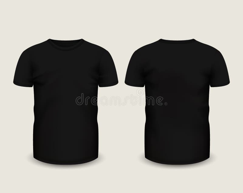 Download Men S Black T-shirt Short Sleeve In Front And Back Views ...