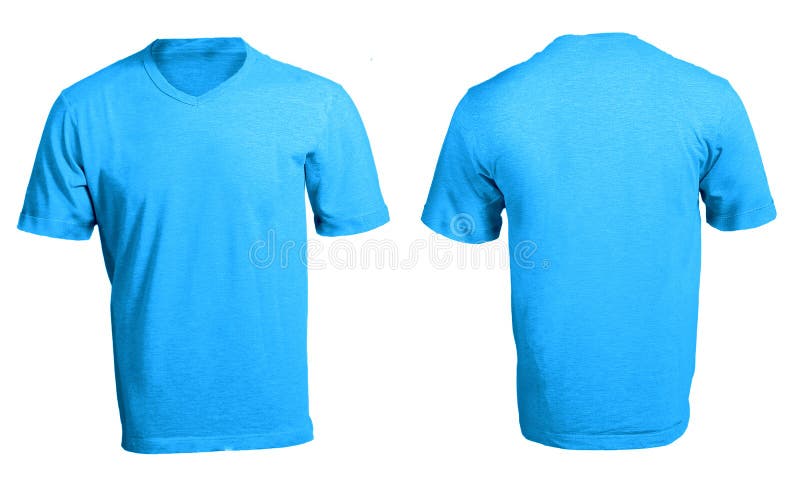 Men's Blank Blue V-Neck Shirt Template