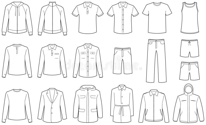 Men’s Clothes Vector Illustrations Stock Vector - Illustration of blank ...