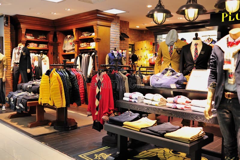 Men s fashion clothes shop editorial stock photo. Image of passion