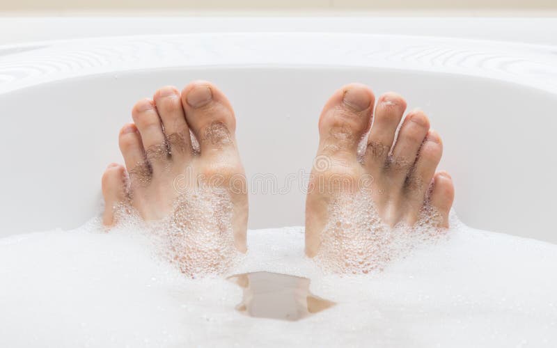 Men S Feet in a Bathtub, Selective Focus on Toes Stock Photo Image of