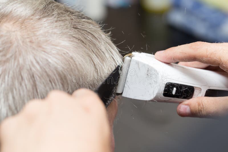 Men`s Haircut at the Beauty Salon Machine Stock Image Image of human