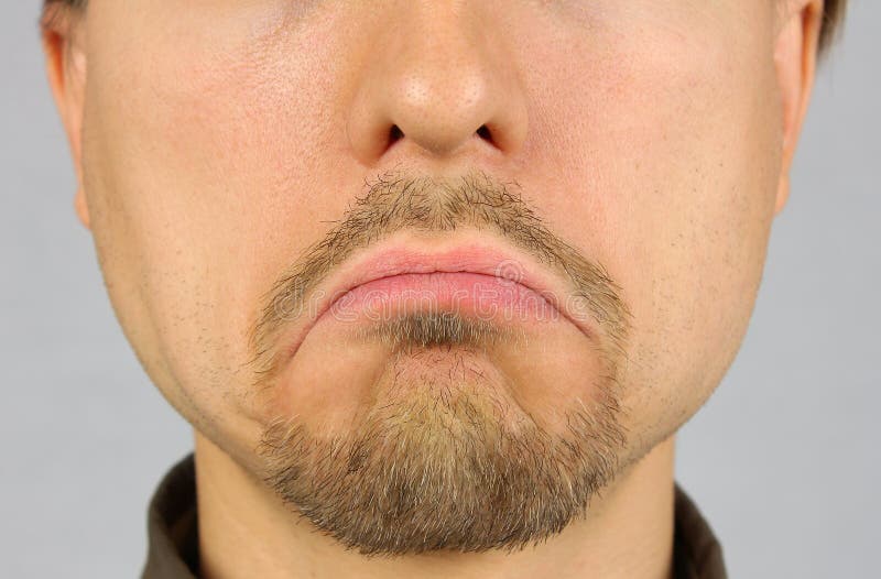 Men's Lips Corners Down, Sad, Closeup Stock Photo Image 31506102