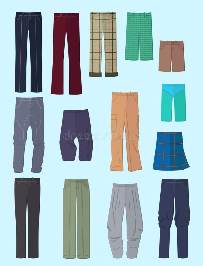 Men s pants in flat design stock vector. Illustration of fashionable ...