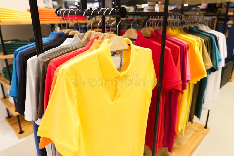 Men`s Polo Shirts for Sale on Hangers Fashion Store Style Stock Image ...