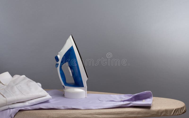 Men S Shirts on Ironing Board with Iron Stock Image Image of color