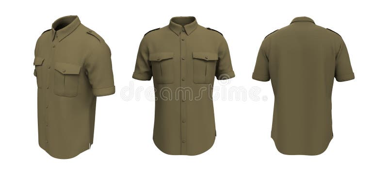 Download Men S Short Sleeves Military Shirt Mockup Stock Illustration Illustration Of Mockup Pockets 205606956