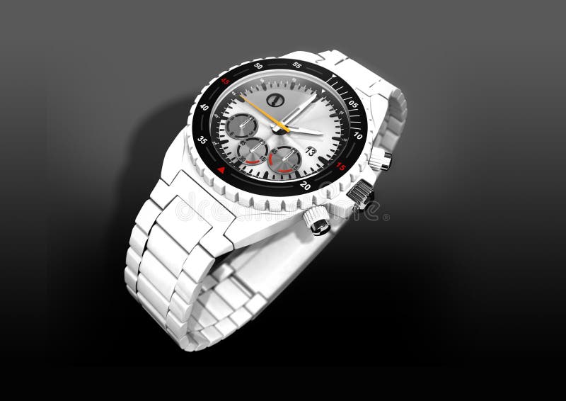 Sports watch for men in white plastic. Button clasp stock images, royalty-free photos and pictures