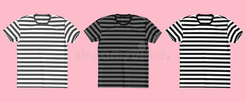 Download Striped Short Sleeves T Shirt Mock Up Stock Illustration Illustration Of Neck Mockup 201129686