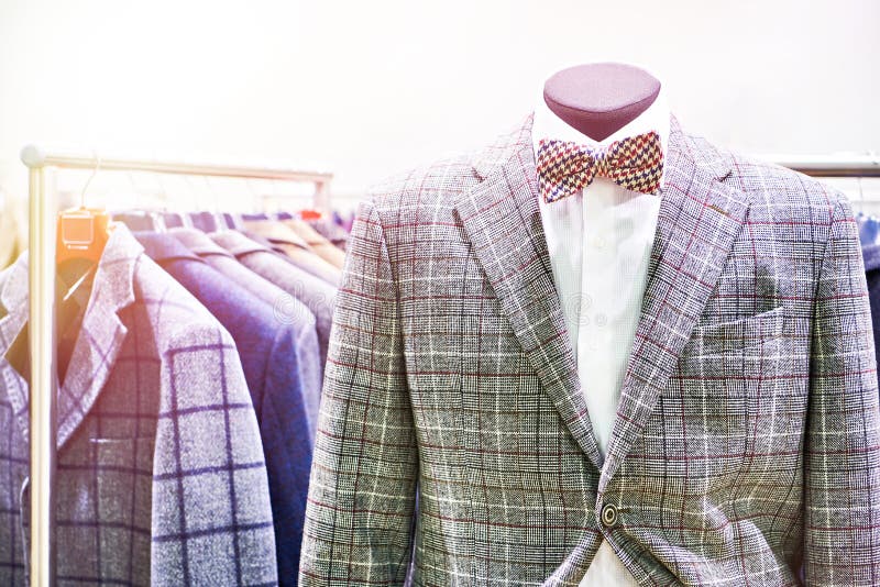 Men`s suits in store stock image. Image of male, apparel 214268165