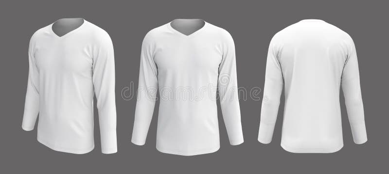 Blank White Long Sleeve T-shirt Mockup Stock Illustration ...