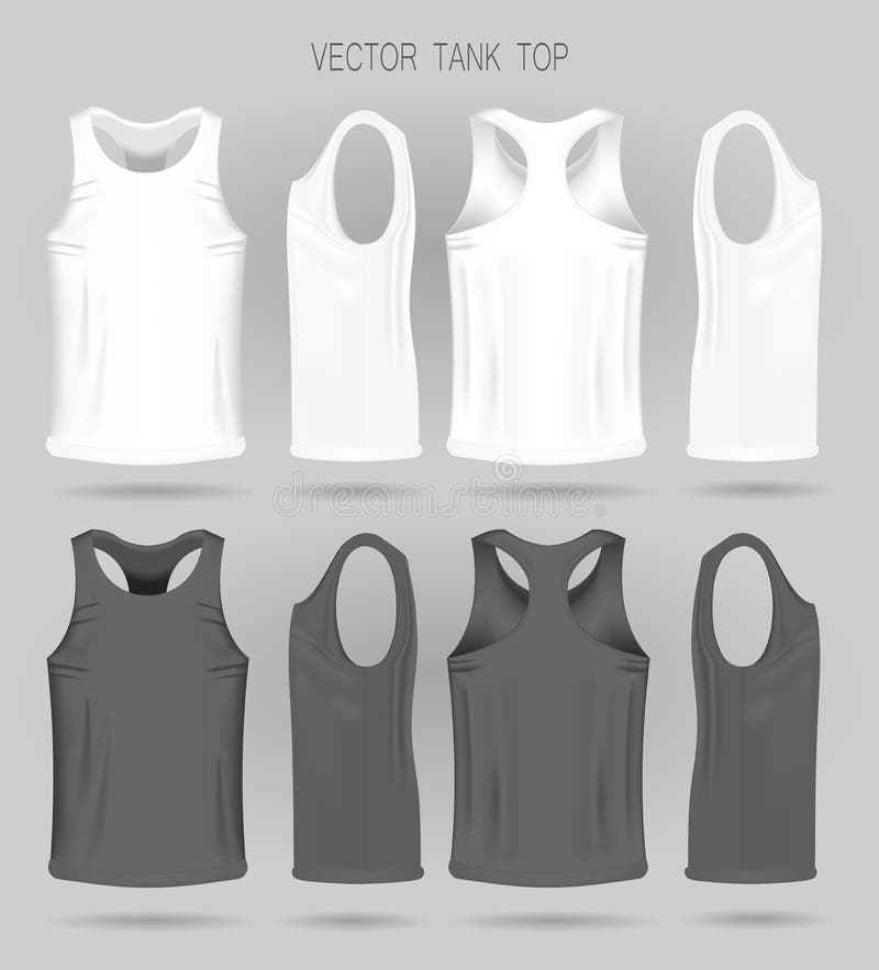 Men`s White and Gray Tank Top Template in Three Dimensions: Front, Side ...