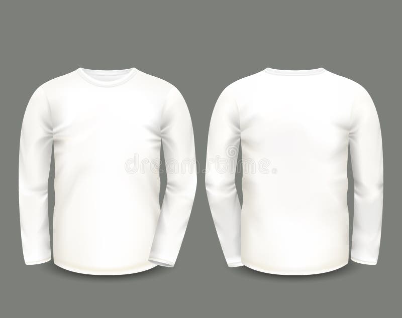 Men S White Sweatshirt Long Sleeve in Front and Back Views. Vector ...