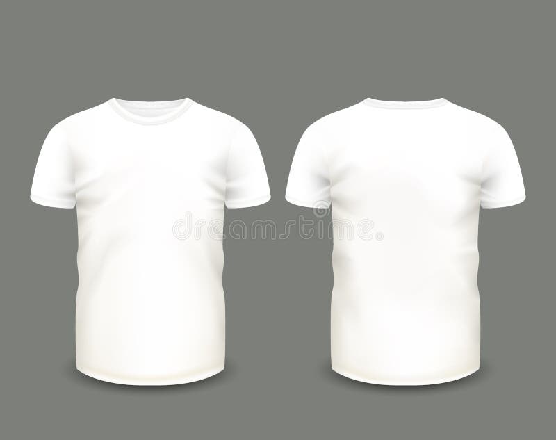 Men S White T-shirt Short Sleeve in Front and Back Views. Vector ...