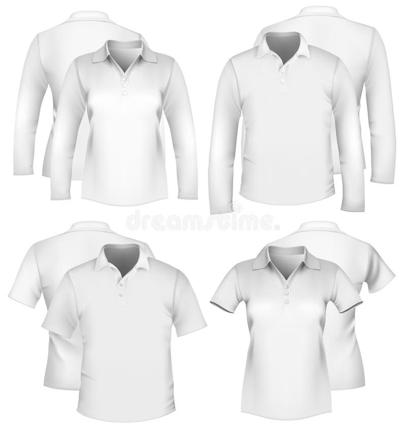 Download Men S And Women S Shirt Design Templates. Stock Vector - Illustration of polo, blank: 16056562