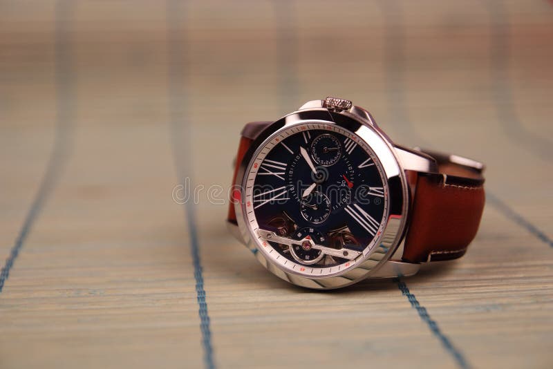 Men`s Wristwatch with Strap Stock Photo Image of closeup, elegance