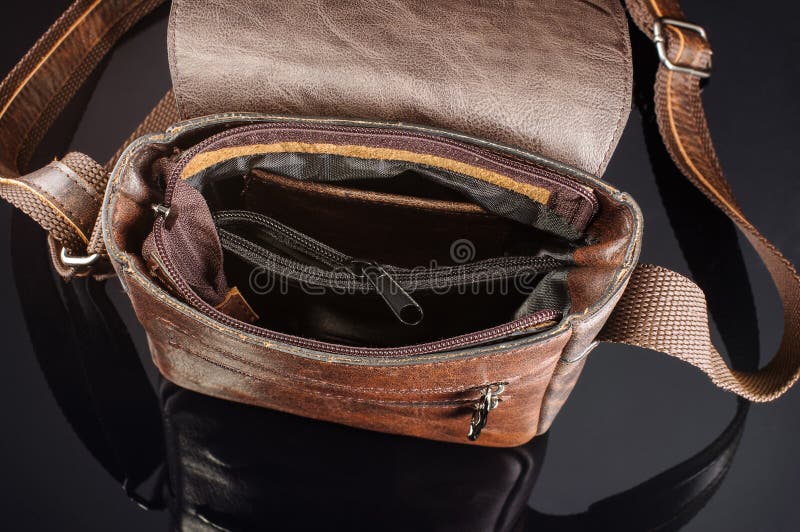 Men Shoulder Bag Inside View Stock Photo Image of dark, briefcase