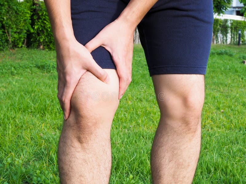 Men Suffering from Leg Pain and Chronic Knee Pain Stock Image Image