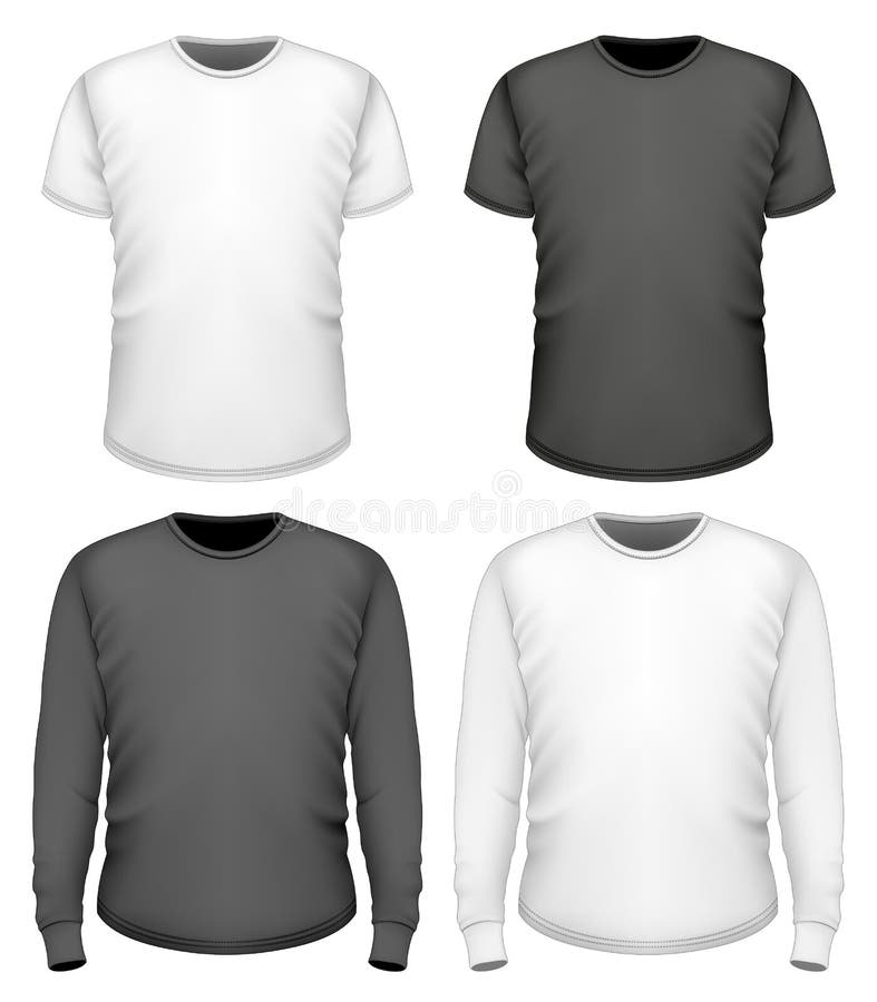 Men S White V-neck T-shirt Short Sleeve in Front and Back Views. Vector ...